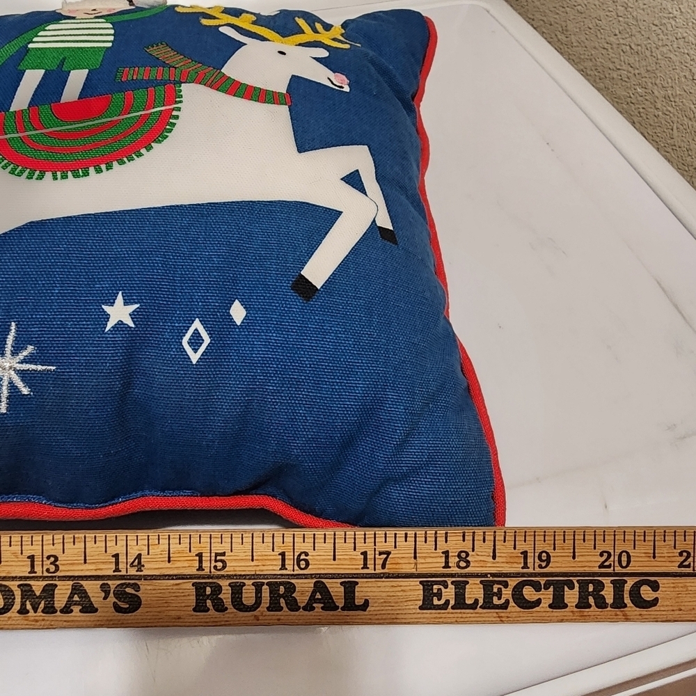 🎅Christmas Embroidered Santa Lumbar Throw Pillow 19x11" Blue Wondershop Holiday - Picture 9 of 10